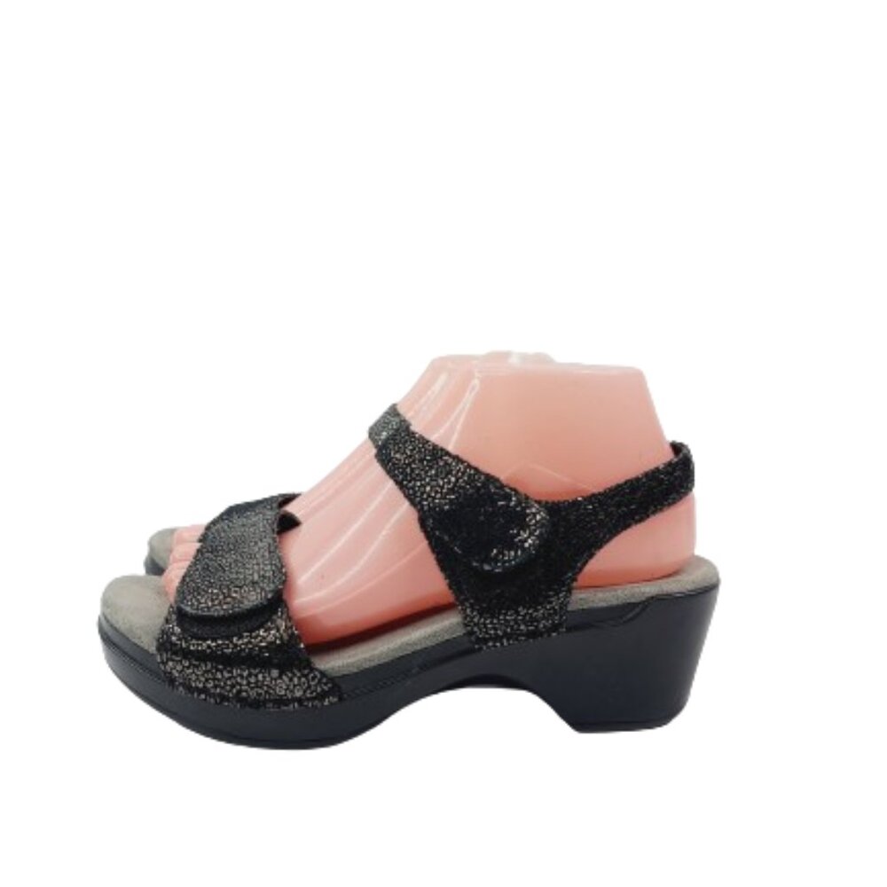 Dansko Women's Black Shimmer Sonnet 9845500200 Leather Ankle Strap Sandal Sz 8.5